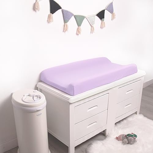 Changing Pad Cover for Girls 4 Pack, Baby Fitted Changing Table Cover Sheets, Soft Breathable for 32"x16" Diaper Change Table Pad, Bassinet Sheets Neutral - Pink and Violet