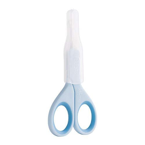 Chicco Nail Scissors for Babies and Children, Stainless Steel Baby Scissors with Curved Blades and Rounded Tips, Protective Case, Non-Slip Rubber Handle, Baby Accessories for Newborns from 0 Months