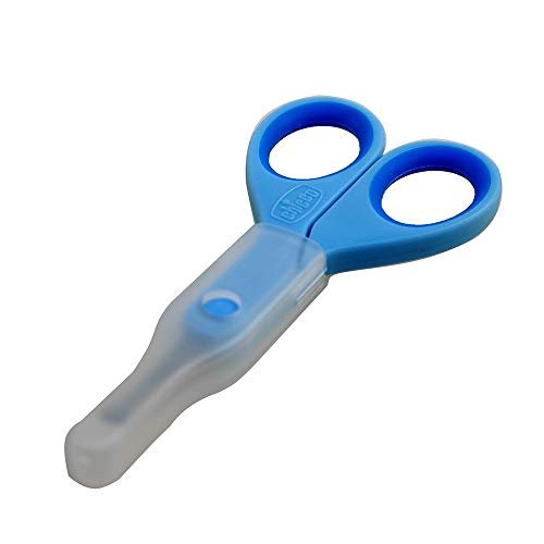 Chicco Nail Scissors for Babies and Children, Stainless Steel Baby Scissors with Curved Blades and Rounded Tips, Protective Case, Non-Slip Rubber Handle, Baby Accessories for Newborns from 0 Months