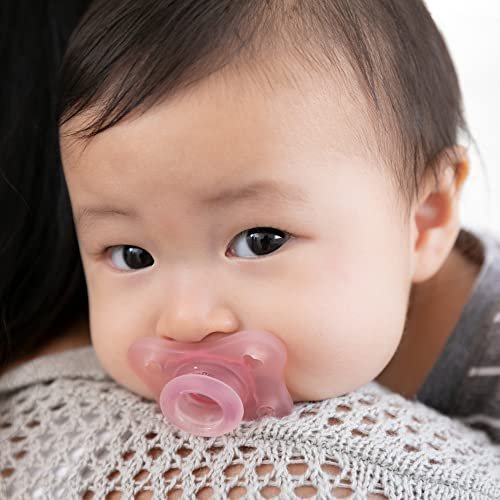 Chicco PhysioForma® 100% Soft Silicone Mini One Piece Pacifier for Babies 0-2 Months | BPA & Latex Free | Reusable Sterilizing Case | Pink, 2pk