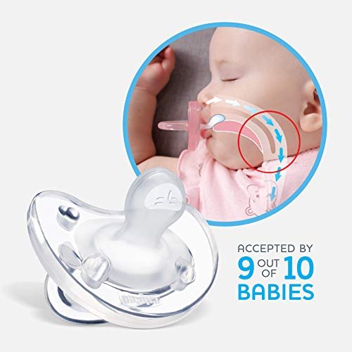 Chicco PhysioForma® 100% Soft Silicone Mini One Piece Pacifier for Babies 0-2 Months | BPA & Latex Free | Reusable Sterilizing Case | Pink, 2pk