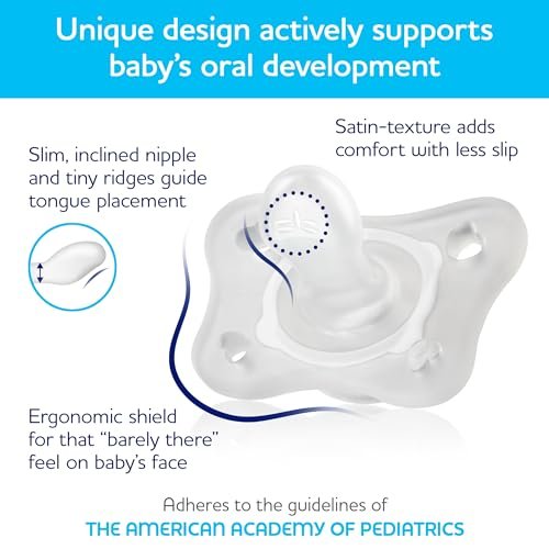 Chicco PhysioForma® 100% Soft Silicone Mini One Piece Pacifier for Babies 0-2 Months | BPA & Latex Free | Reusable Sterilizing Case | Pink, 2pk