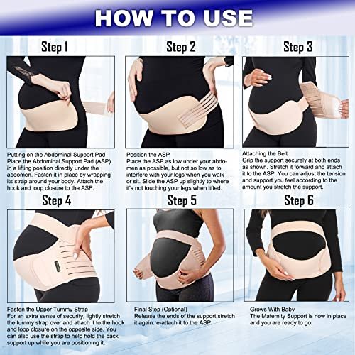 ChongErfei Maternity Belt, Pregnancy 3 in 1 Support Belt for Back/Pelvic/Hip Pain, Maternity Band Belly Support for Pregnancy Belly Support Band (M: Fit Ab 35.5"-47.3", Black)