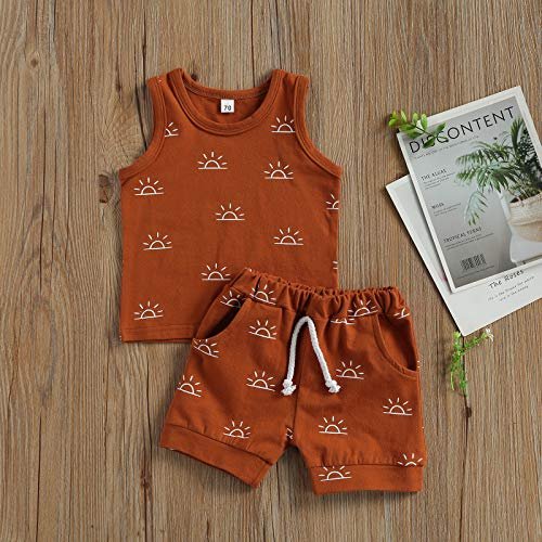 CIYCUIT 2Pcs Baby Boy Summer Clothes Infant Toddler Beach Outfits Sleeveless Tank Tops Shorts Set