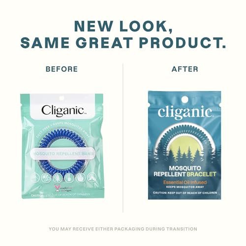 Cliganic 50 Pack Mosquito Repellent Bracelets, DEET-Free Bands, Individually Wrapped (Packaging May Vary)