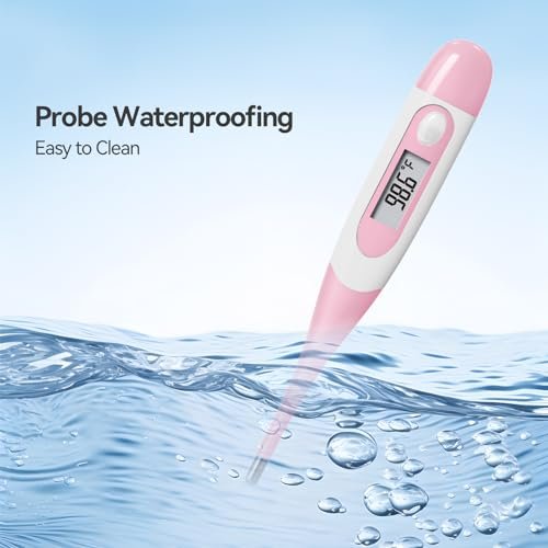 Clinical Digital Thermometer for Adults and Babies, Oral Armpit and Rectal Temperature Thermometer for Fever with Alarm, Flexible Tip