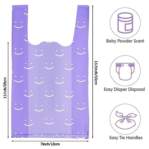 Colarr 1600 Count Baby Disposable Diaper Bags Scented Diaper Sacks with Tie Handle Disposal Trash Sacks Pet Dog Poop Cat Litter Clump Waste Bags Refill(Purple)