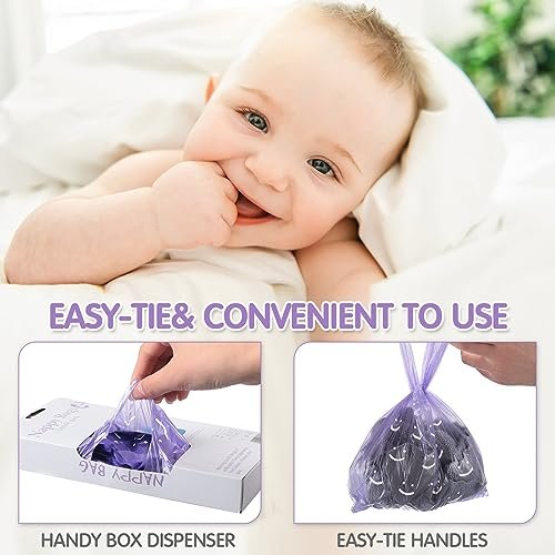 Colarr 1600 Count Baby Disposable Diaper Bags Scented Diaper Sacks with Tie Handle Disposal Trash Sacks Pet Dog Poop Cat Litter Clump Waste Bags Refill(Purple)