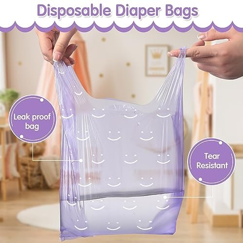 Colarr 1600 Count Baby Disposable Diaper Bags Scented Diaper Sacks with Tie Handle Disposal Trash Sacks Pet Dog Poop Cat Litter Clump Waste Bags Refill(Purple)