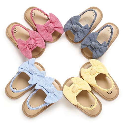 COSANKIM Infant Baby Girls Summer Sandals with Flower Soft Sole Newborn Toddler First Walker Crib Dress Shoes