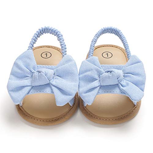 COSANKIM Infant Baby Girls Summer Sandals with Flower Soft Sole Newborn Toddler First Walker Crib Dress Shoes