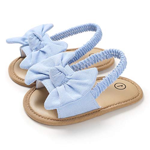 COSANKIM Infant Baby Girls Summer Sandals with Flower Soft Sole Newborn Toddler First Walker Crib Dress Shoes