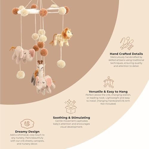Crane Baby Safari Nursery Ceiling Hanging Decor Boho Jungle Animals Room Decor for Babies Crane Baby, Safari Nursery Decor for Boys and Girls, Ceiling Hanging, 11" x 28", Jungle Nursery Decor