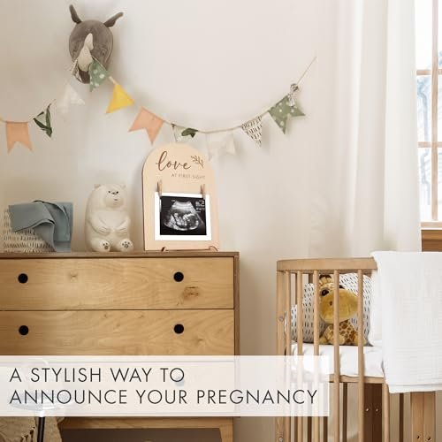 Cute Wooden Ultrasound Picture Frame - Beautiful Double Sided Sign For The Announcement of Your Pregnancy Or Baby's Birth - Nursery Decor Sonogram Photo Frame & Pregnancy Gift For First Time Moms