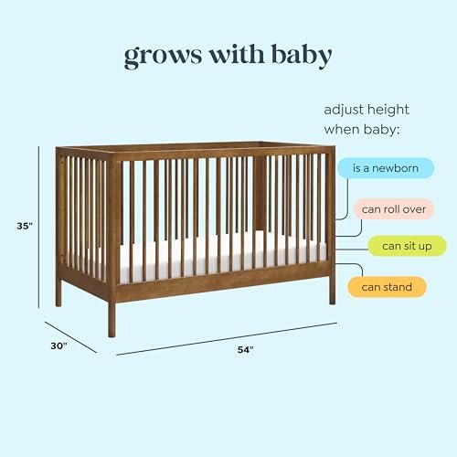 DaVinci Birdie 3-in-1 Convertible Baby Crib with Wooden Toddler Bed & Daybed Conversion - Easy to Assemble & GREENGUARD Gold Certified - 4 Adjustable Mattress Heights - Walnut