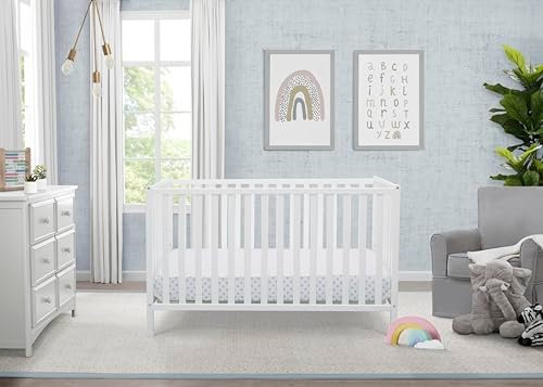 Delta Children Heartland 4-in-1 Convertible Crib - Greenguard Gold Certified, Bianca White