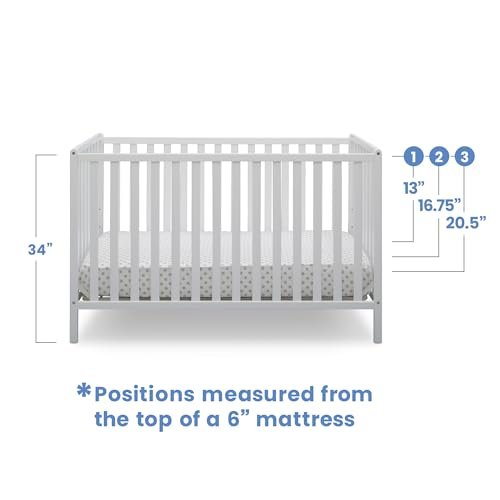 Delta Children Heartland 4-in-1 Convertible Crib - Greenguard Gold Certified, Bianca White