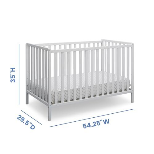Delta Children Heartland 4-in-1 Convertible Crib - Greenguard Gold Certified, Bianca White