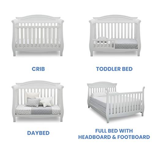 Delta Children Lancaster 4-in-1 Convertible Baby Crib, Bianca White