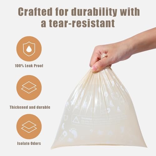 Diaper Bags Disposable, Biodegradeable Dirty Diaper Bag (8 Refill Rolls/120 Pack) with Dispenser | Essential for Travel and Quick Change on The Go | Baby Poop Bags | Unscented