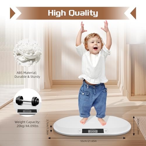 Digital Baby Weighing Scale, 20KG High Precision Smart Baby Scale with LCD, 10g/0.02g Division Precision, Three Units Weight Scales for Infants, Toddlers, and Babies (Weight Measure Tool)