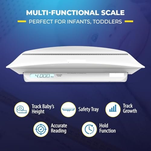 Digital Baby Weighing Scale with Height Meter & Baby Tray - Infant Weighing Machine - Up to 20Kg Weight Capacity