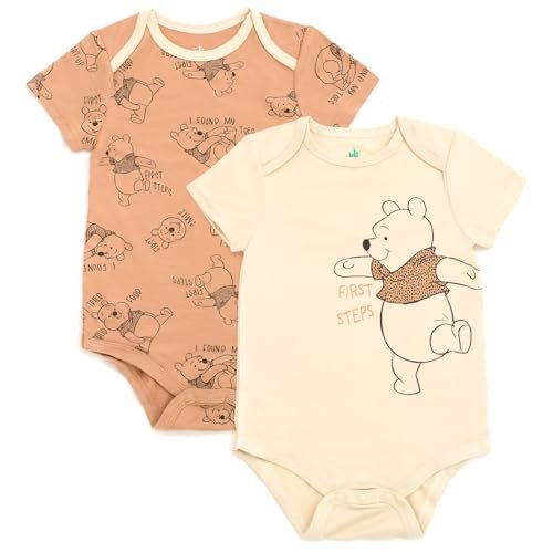 Disney Winnie the Pooh Baby 2 Pack Bamboo Bodysuits Newborn to Infant Sizes (Newborn - 24 Months)