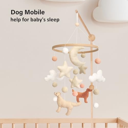 Dog Theme Baby Mobile, Mobile for Crib, Crib Mobile for Boys and Girls, Nursery Mobile for Bassinet, Pack and Play, Dog, Moon, Cloud, Star