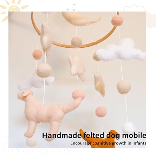 Dog Theme Baby Mobile, Mobile for Crib, Crib Mobile for Boys and Girls, Nursery Mobile for Bassinet, Pack and Play, Dog, Moon, Cloud, Star