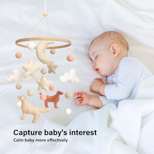 Dog Theme Baby Mobile, Mobile for Crib, Crib Mobile for Boys and Girls, Nursery Mobile for Bassinet, Pack and Play, Dog, Moon, Cloud, Star