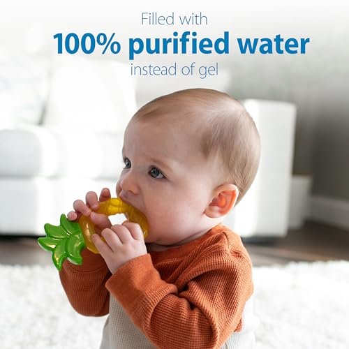 Dr. Brown's AquaCool Water-Filled Baby Teether, Cools & Massages Sore Gums, BPA Free, Pineapple and Apple, 2 Pack, 3m+