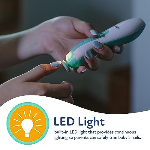 Dr. Talbot's Electric Nail Trimmer for Babies - Baby Nail File with LED Light and Storage Case - 3+ Months