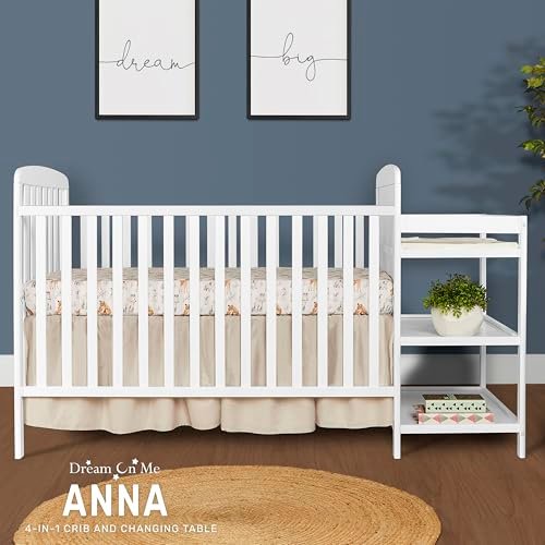 Dream On Me Anna 4-In-1 Full-Size Crib And Changing Table Combo In White