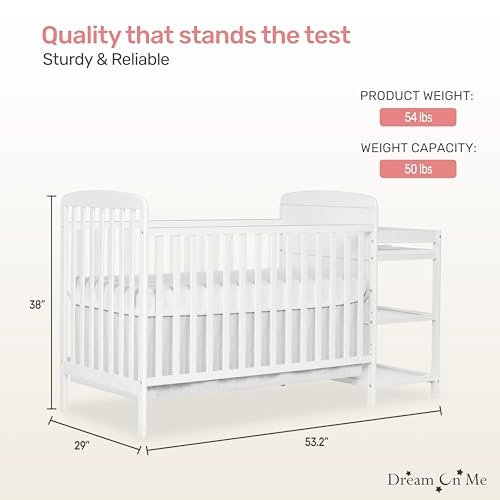 Dream On Me Anna 4-In-1 Full-Size Crib And Changing Table Combo In White