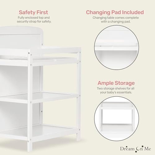 Dream On Me Anna 4-In-1 Full-Size Crib And Changing Table Combo In White