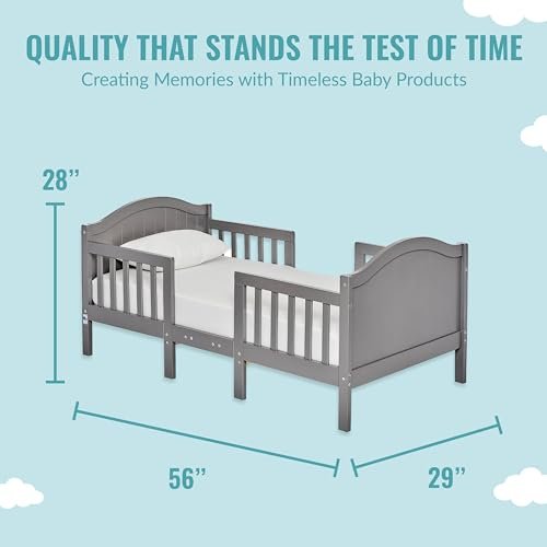 Dream On Me Portland 3 In 1 Convertible Toddler Bed in Steel Grey, Greenguard Gold Certified, JPMA Certified, Low To Floor Design, Non-Toxic Finish, Pinewood