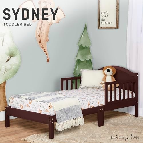 Dream On Me Sydney Toddler Bed in Espresso, Greenguard Gold Certified, JPMA Certified, Low To Floor Design, Non-Toxic Finish, Safety Rails, Made Of Pinewood