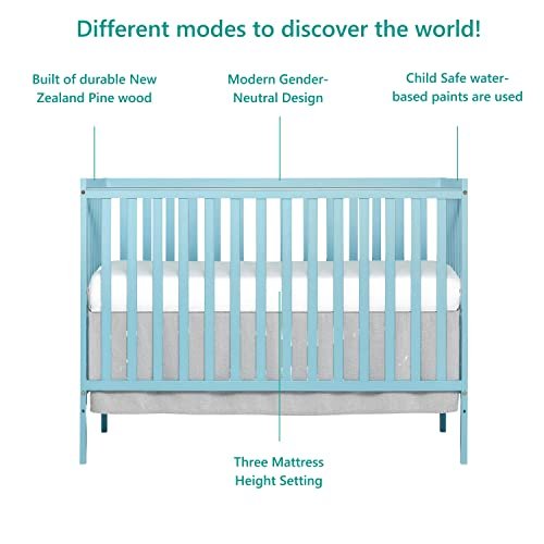 Dream On Me Synergy 5-In-1 Convertible Crib In Aqua Sky, Greenguard Gold Certified