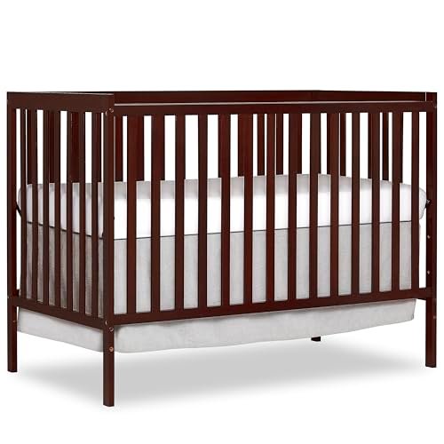 Dream On Me Synergy 5-In-1 Convertible Crib In Espresso, JPMA & Greenguard Gold Certified, Constructed out of solid New Zealand Pine wood, Features 3 mattress height settings