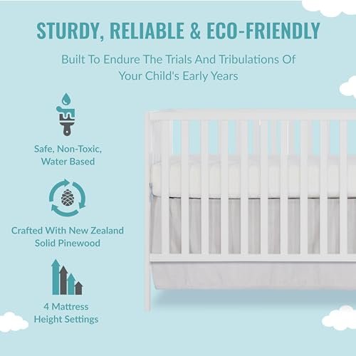 Dream On Me Synergy Convertible Crib and Changer in White with Detachable Changing Table, JPMA Certified, 1” Changing pad