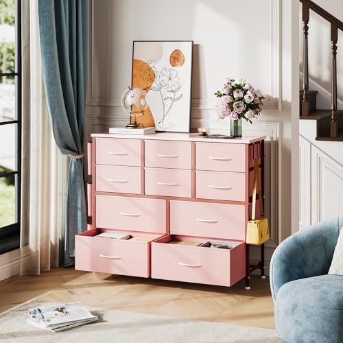 Dresser for Bedroom, Fabric Dressers & Chests of Drawers with Side Pockets, Chest of Drawers for Closet, Living Room, Closet, Hallway