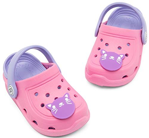 dripdrop Girls Comfort Clogs Kids Slip On Garden Shoes Boys Lightweight Beach Pool Slide Sandals Shower Slipper Pink/6 Toddler