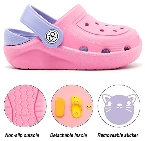 dripdrop Girls Comfort Clogs Kids Slip On Garden Shoes Boys Lightweight Beach Pool Slide Sandals Shower Slipper Pink/6 Toddler