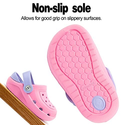 dripdrop Girls Comfort Clogs Kids Slip On Garden Shoes Boys Lightweight Beach Pool Slide Sandals Shower Slipper Pink/6 Toddler