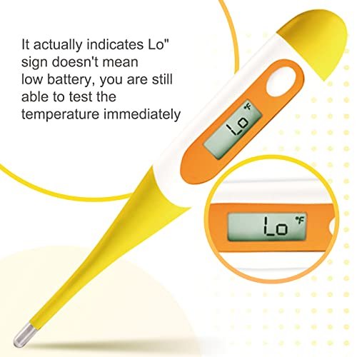 Easy@Home Digital Oral Thermometer for Fever Adults: Rectal, Underarm & Mouth, Accurate & Fast, Body Medical Temperature Thermometer for Baby Kids & Adult, EMT-021N-Yellow