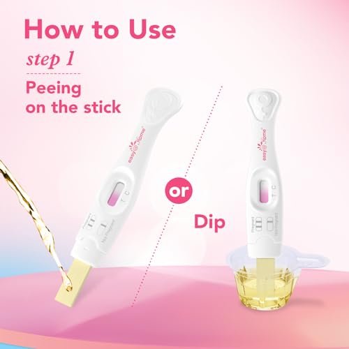 Easy@Home Pregnancy Test Sticks: Early Detection & Reliable - 5 Count - Accurate Results in Minutes - Easy to Use at Home Pregnancy Tests with Curved Handle