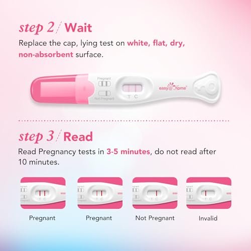 Easy@Home Pregnancy Test Sticks: Early Detection & Reliable - 5 Count - Accurate Results in Minutes - Easy to Use at Home Pregnancy Tests with Curved Handle