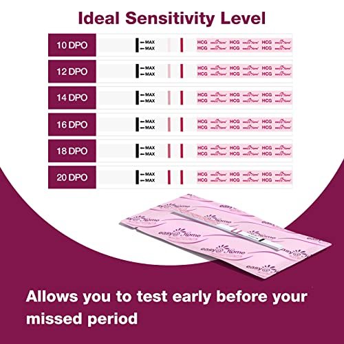 Easy@Home Pregnancy Test Strips Kit: 10 Pack hCG Test Strips - Early Detection Home Pregnancy Strips Bulk
