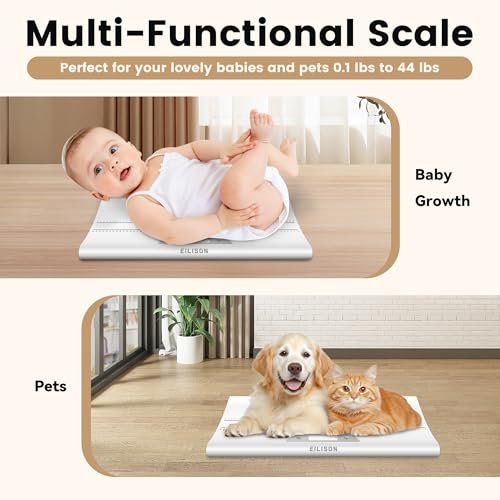 EILISON Baby Scale with Height Measuring - Digital Weight Scale for Infants, Toddlers & Pets - 0.1-44 lbs, Tare Function, Hold Feature, Accurate Baby Weighing Scale for Growth Tracking (White)