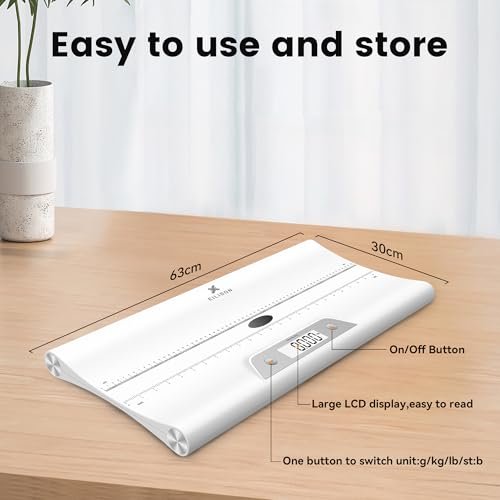 EILISON Baby Scale with Height Measuring - Digital Weight Scale for Infants, Toddlers & Pets - 0.1-44 lbs, Tare Function, Hold Feature, Accurate Baby Weighing Scale for Growth Tracking (White)